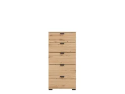 Cassettiere > Dmora Cassettiera Marrone Rovere Nodi Nero 5 Cassetti Apertura Scorrevole 45x40x95h cm, Chiusura Scorrevole - Mainarda Nero, Marrone Rovere Nodi