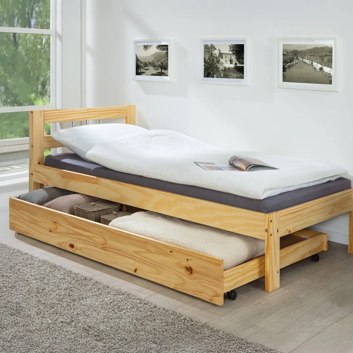Cassettiere > Dmora Cassettiera un Cassetto Apertura Scorrevole 199x22x94h cm, Chiusura Scorrevole - Casape Marrone Rovere