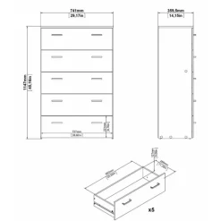 Cassettiere > Dmora Cassettiera minimal bianca 74x114h cm - Aikol Bianco