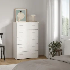 Cassettiere > Dmora Cassettiera minimal bianca 74x114h cm - Aikol Bianco