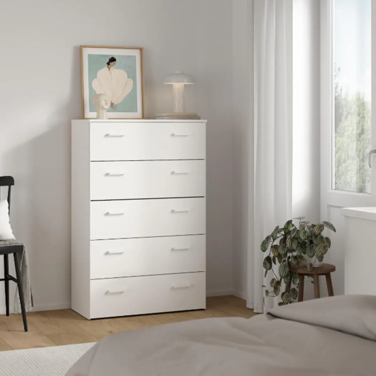 Cassettiere > Dmora Cassettiera minimal bianca 74x114h cm - Aikol Bianco