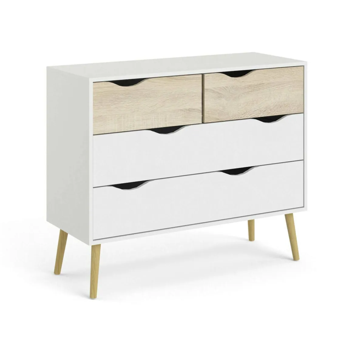 Cassettiera moderna bianca e quercia 98x81h cm - Azir