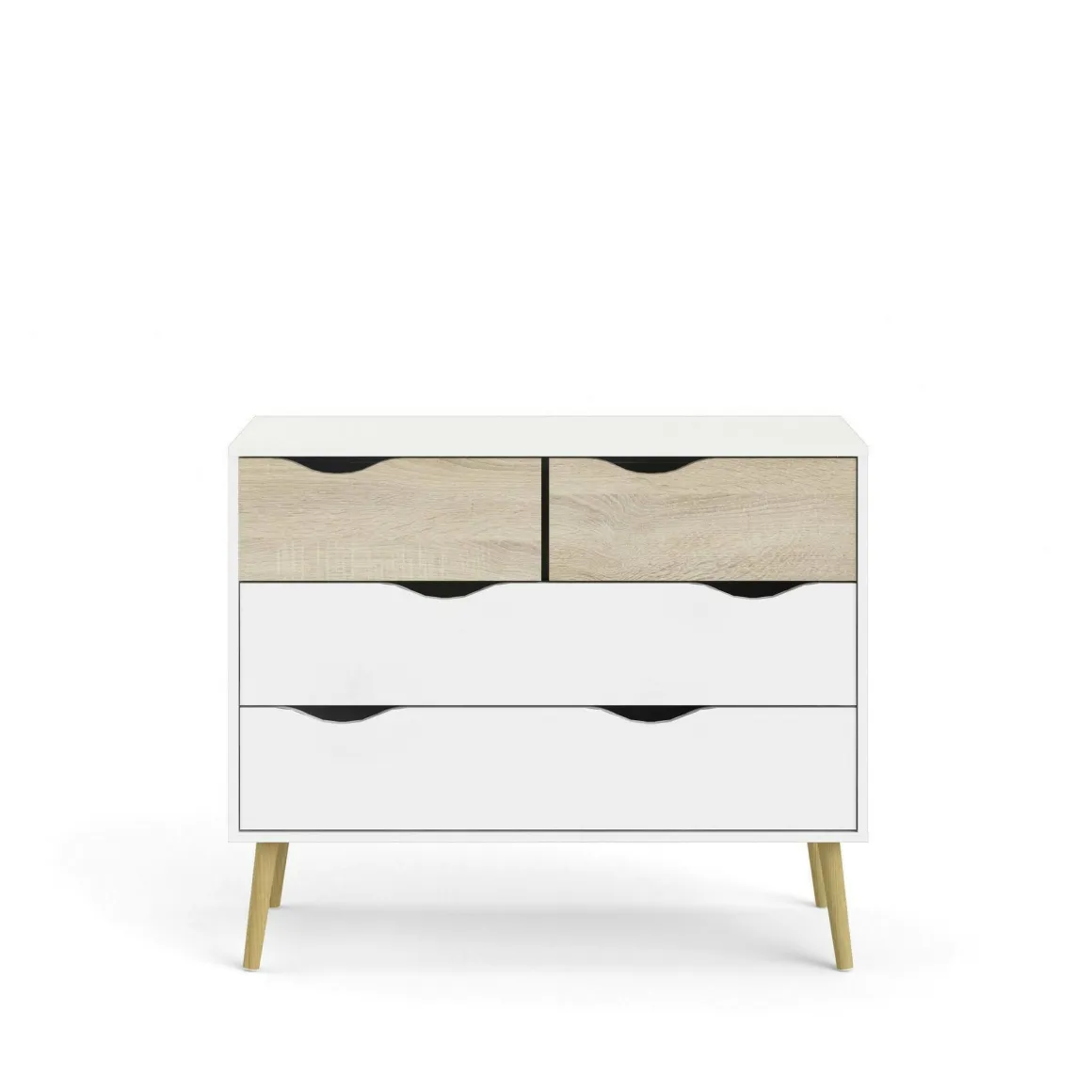 Cassettiera moderna bianca e quercia 98x81h cm - Azir