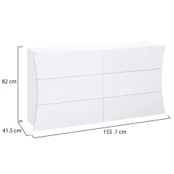 Salotto|Camera Da Letto > Dmora Cassettiera moderna bianca lucida 155x82h cm - Albelaziz Bianco Lucido