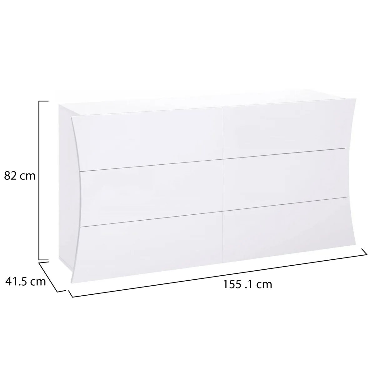 Salotto|Camera Da Letto > Dmora Cassettiera moderna bianca lucida 155x82h cm - Albelaziz Bianco Lucido