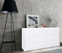 Salotto|Camera Da Letto > Dmora Cassettiera moderna bianca lucida 155x82h cm - Albelaziz Bianco Lucido