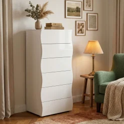 Cassettiera moderna bianca lucida 50x121h cm - Asch