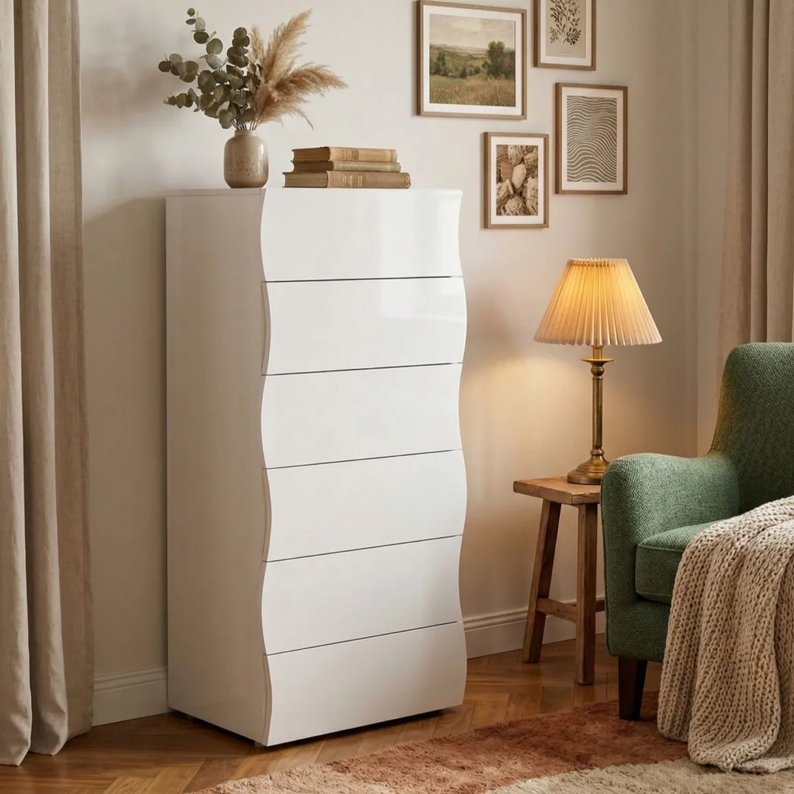 Cassettiera moderna bianca lucida 50x121h cm - Asch