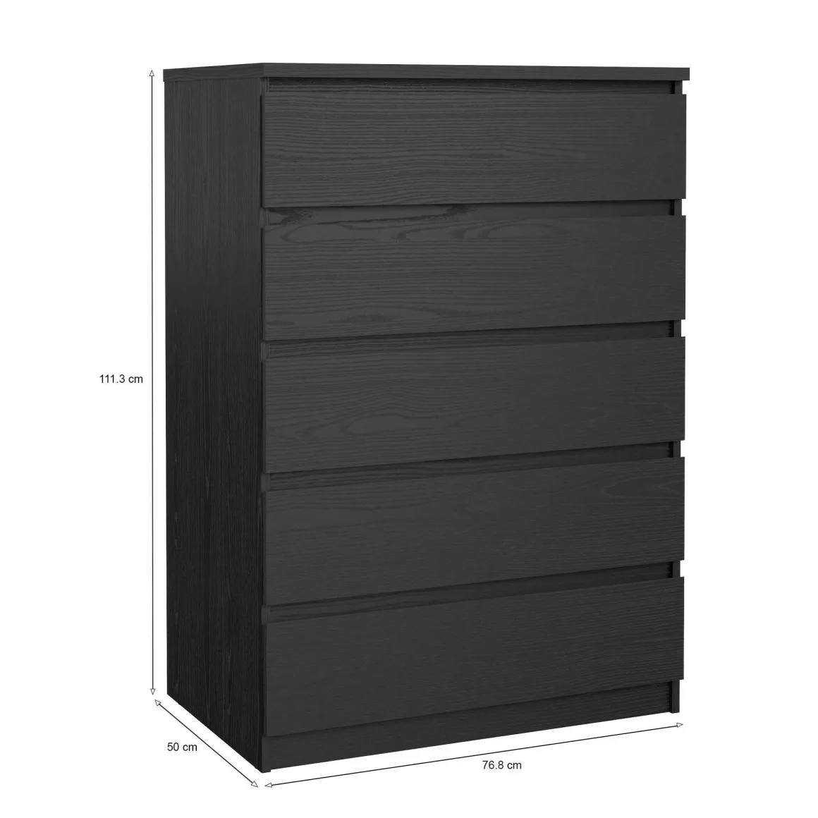 Cassettiere > Dmora Cassettiera moderna nera 77x111h cm - Ansel Nero