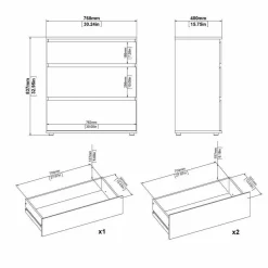 Salotto|Camera Da Letto > Dmora Cassettiera moderna quercia 80x90h cm - Apricale Marrone Quercia