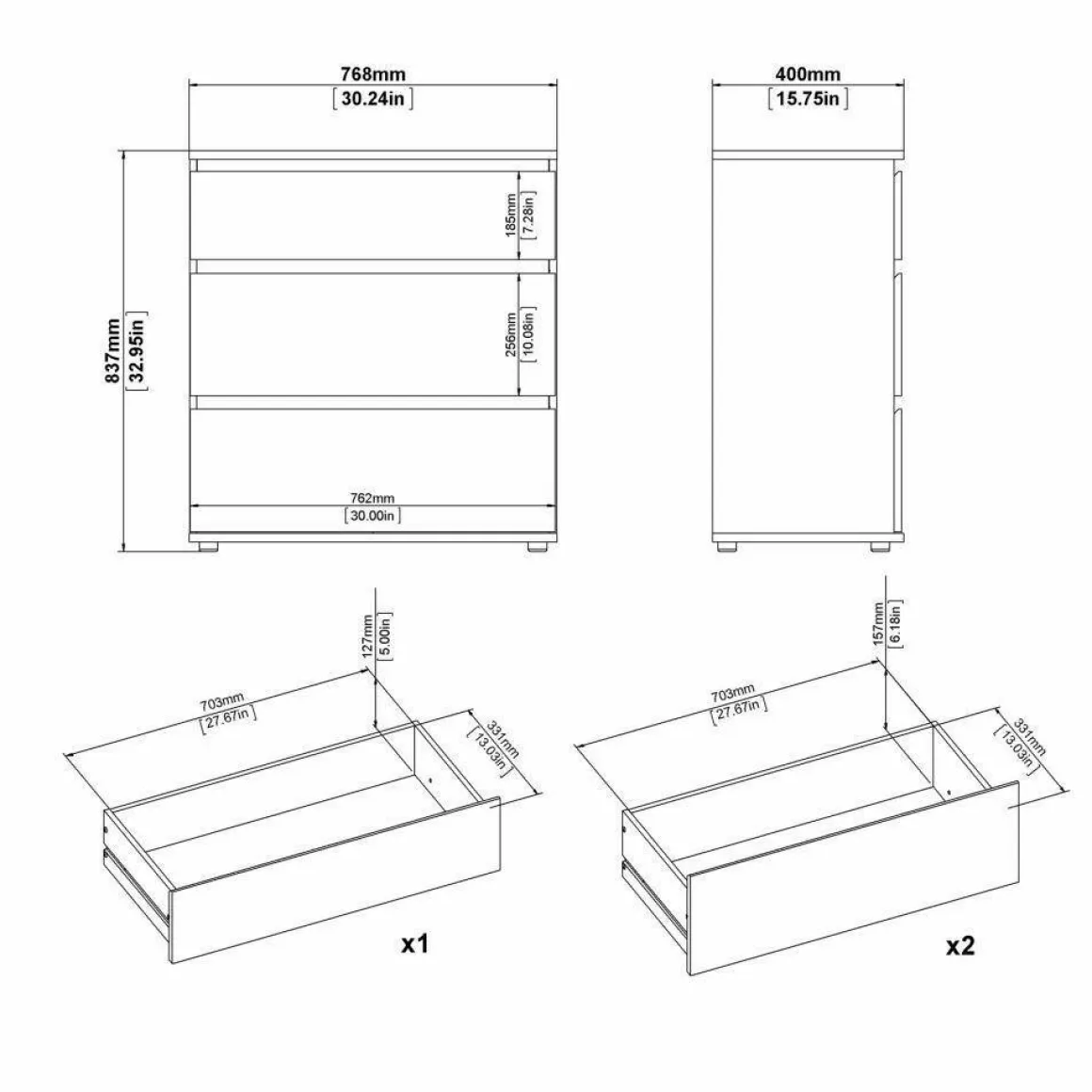 Salotto|Camera Da Letto > Dmora Cassettiera moderna quercia 80x90h cm - Apricale Marrone Quercia