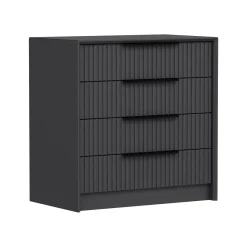 Cassettiera Nero Antracite 4 Cassetti Apertura Scorrevole 45x72x77h cm, Chiusura Scorrevole - Jebi