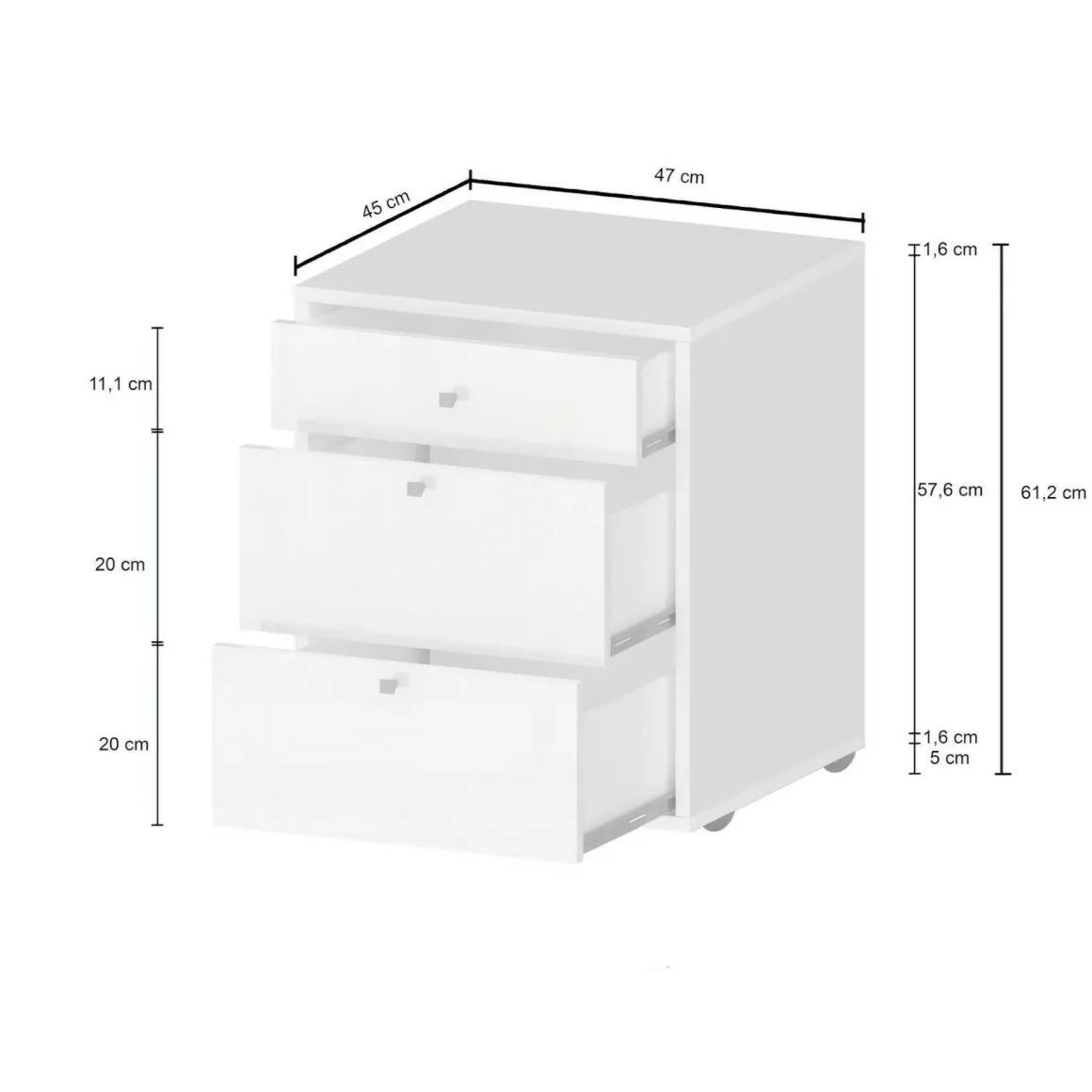 Cassettiera piccola bianca 47x61h cm - Asgabat