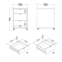 Cassettiere > Dmora Cassettiera piccola rovere e grigia 48x60h cm - Agazzino Grigio, Marrone Rovere