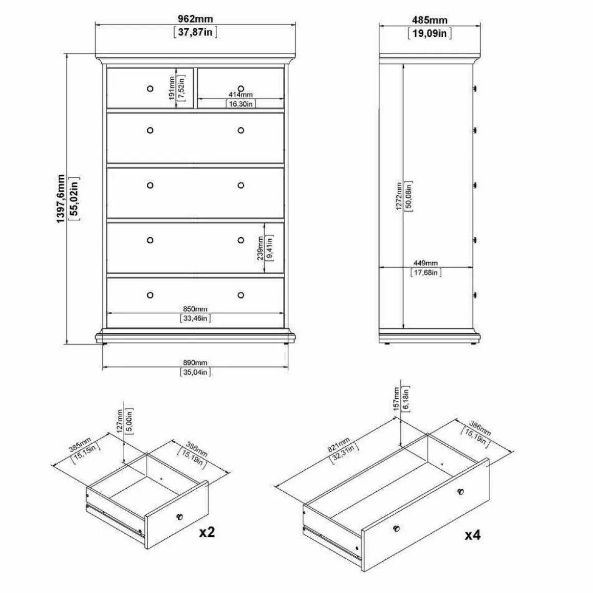Cassettiera rustica bianca 96x139h cm - Gaetana