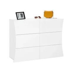 Salotto|Camera Da Letto > Dmora Cassettiera salvaspazio bianca lucida 111x82h cm - Albelaziz Bianco Lucido