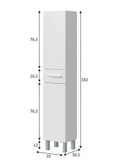 Colonna 2 ante minimal 35x182h cm bianco lucido - Alka