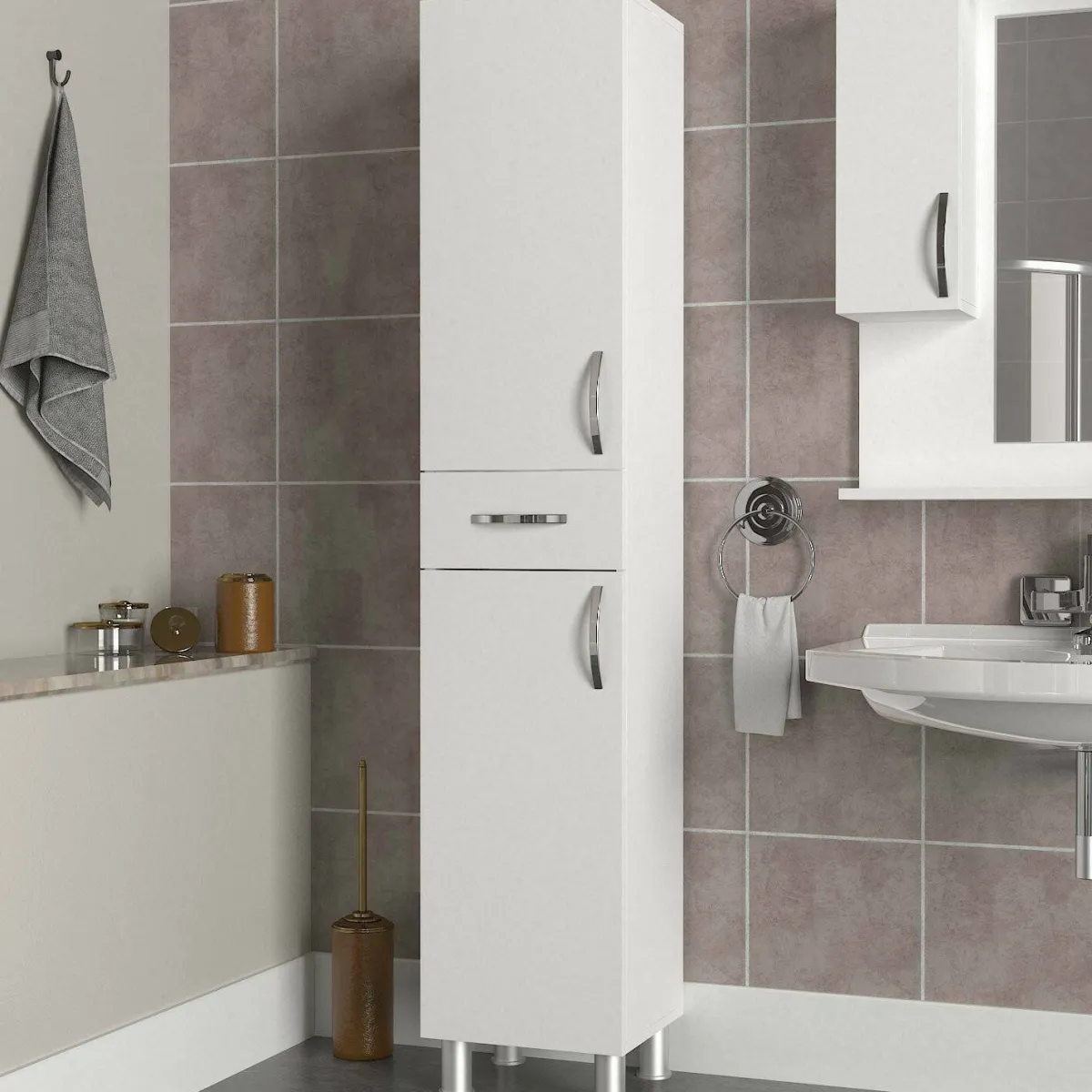 Mobili Colonna > Dmora Colonna 2 ante 35x179h cm - Giuda Bianco