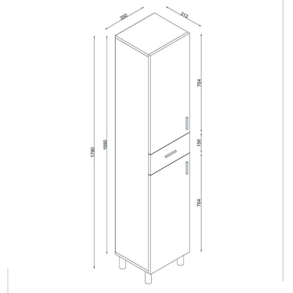 Mobili Colonna > Dmora Colonna 2 ante 35x179h cm - Giuda Bianco