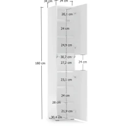 Colonna 2 ante 34x180h cm bianco lucido - Volpetta