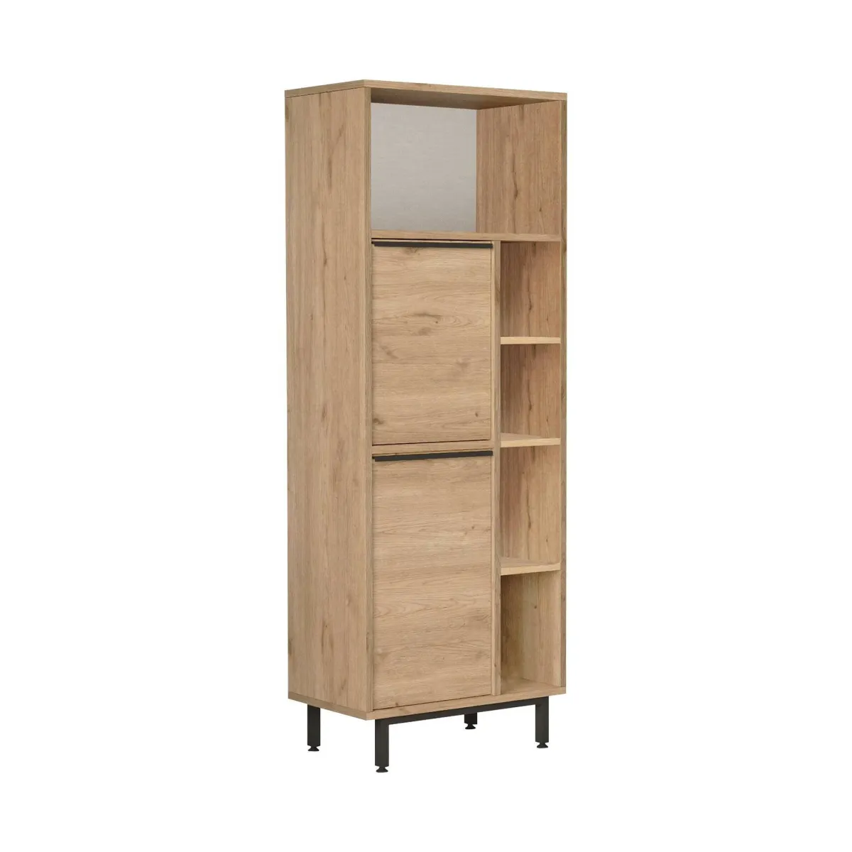 Mobili Colonna > Dmora Colonna bagno in legno 2 ante 160x45h cm noce - Merbok Marrone Noce