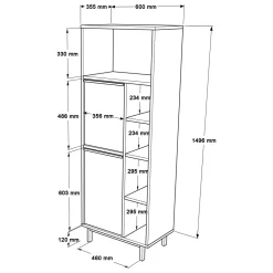 Mobili Colonna > Dmora Colonna bagno in legno 2 ante 160x45h cm noce - Merbok Marrone Noce