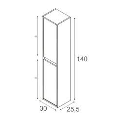 Colonna bagno sospesa 2 ante 30x140h cm rovere - Aladin