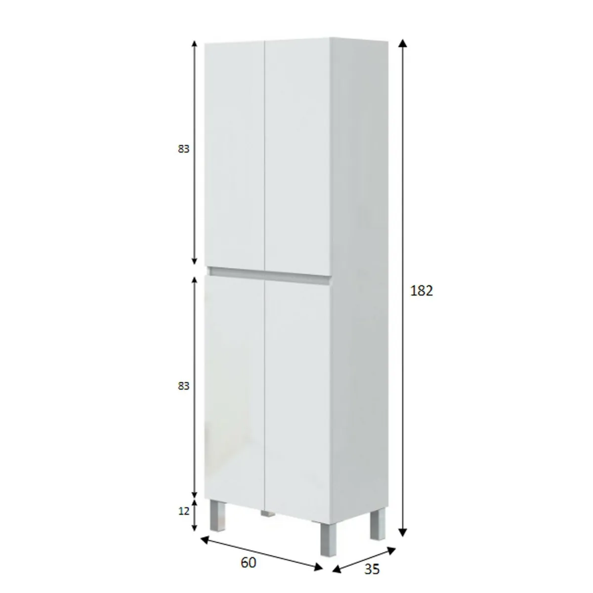 Mobili Colonna > Dmora Colonna lavanderia 4 ante 60x182h cm - Fabian Bianco Lucido