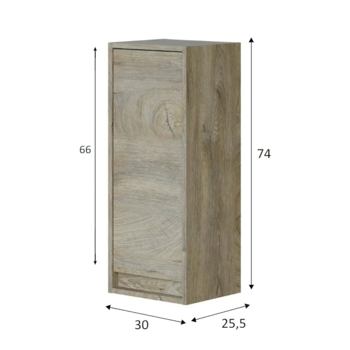 Bagno|Lavanderia > Dmora Colonna piccola sospesa bagno 30x74h cm rovere - Anabella Marrone Rovere