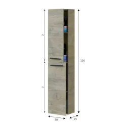 Mobili Colonna|Bagno > Dmora Colonna sospesa bagno 2 ante 30x150h cm rovere - Notte Marrone Quercia
