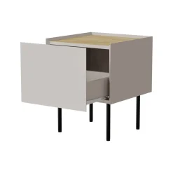 Comodini > Dmora Comodino 1 anta beige e rovere 40x41x60h cm - Set di 2 comodini Preci Marrone Rovere, Beige Cashmere