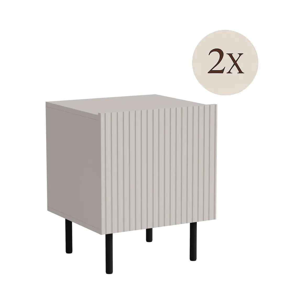Comodino 1 anta beige 44x40x51h cm - Set di 2 comodini Livraga