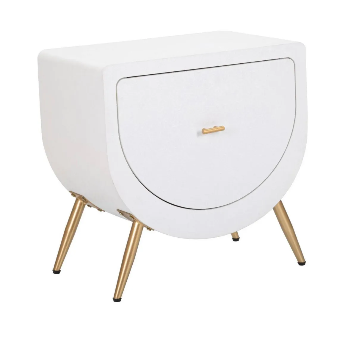 Comodino 1 anta bianco e oro 50x32x50h cm - Suze