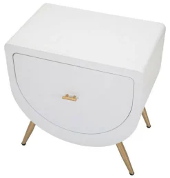 Comodino 1 anta bianco e oro 50x32x50h cm - Suze