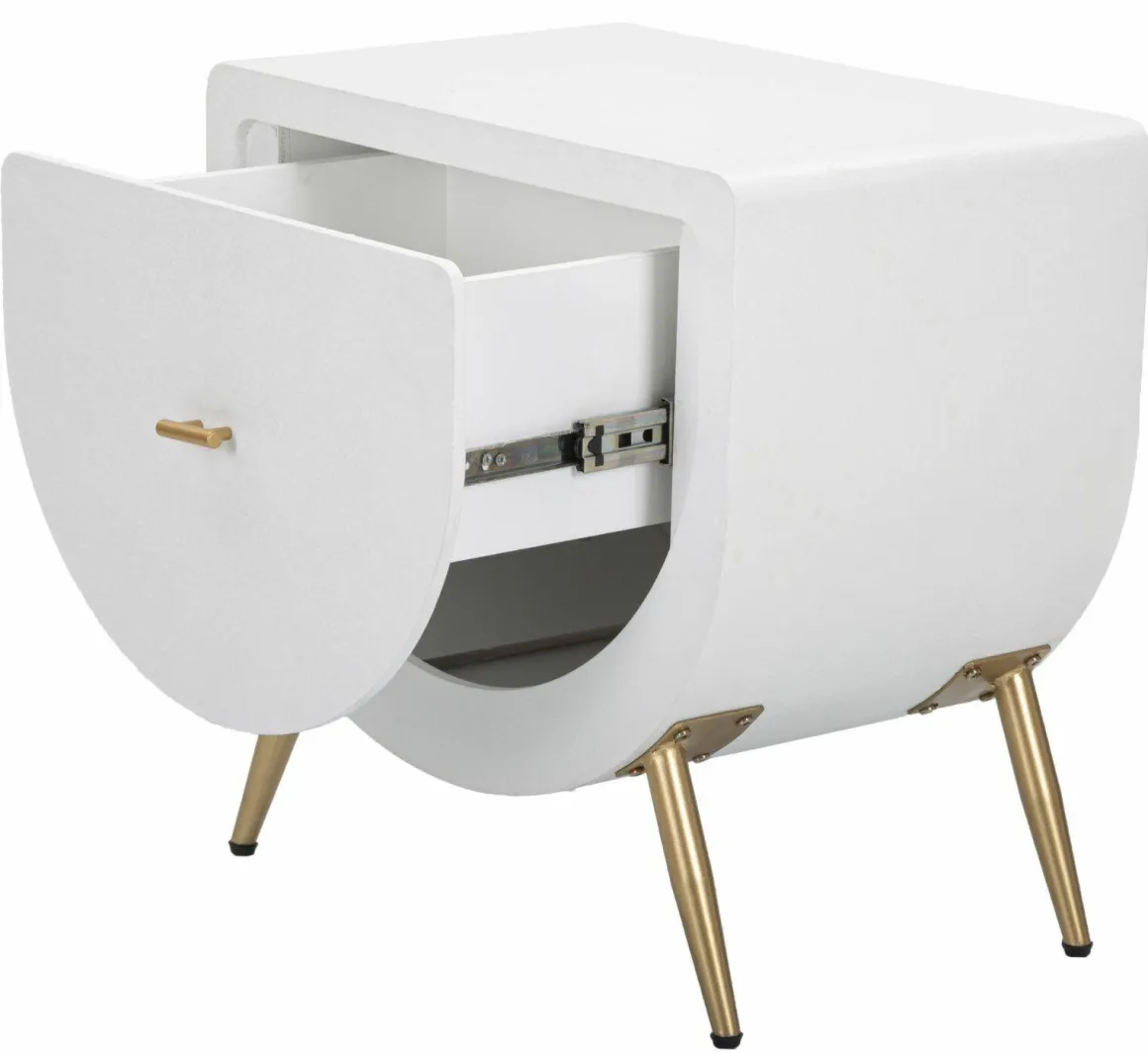 Comodino 1 anta bianco e oro 50x32x50h cm - Suze