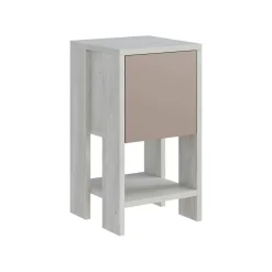Comodini|Camera Da Letto > Dmora Comodino 1 anta bianco e tortora 30x30x55h cm - Filippa Grigio, Bianco Tortora