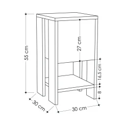 Comodini|Camera Da Letto > Dmora Comodino 1 anta bianco e tortora 30x30x55h cm - Filippa Grigio, Bianco Tortora