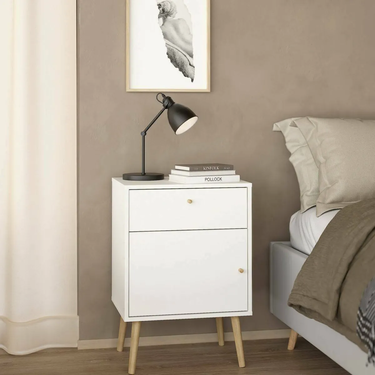 Comodini > Dmora Comodino 1 anta 50x39x72h cm - Antenati Bianco
