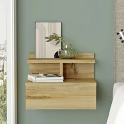 Comodini|Camera Da Letto > Dmora Comodino a parete quercia 40x35x32h cm - Aviatico Marrone Quercia
