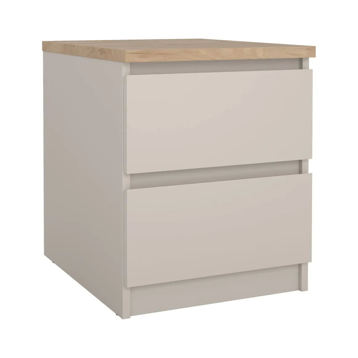 Comodini > Dmora Comodino 2 Cassetti un Ripiano 54x40x56h cm, Apertura Scorrevole - Gasalisa Beige
