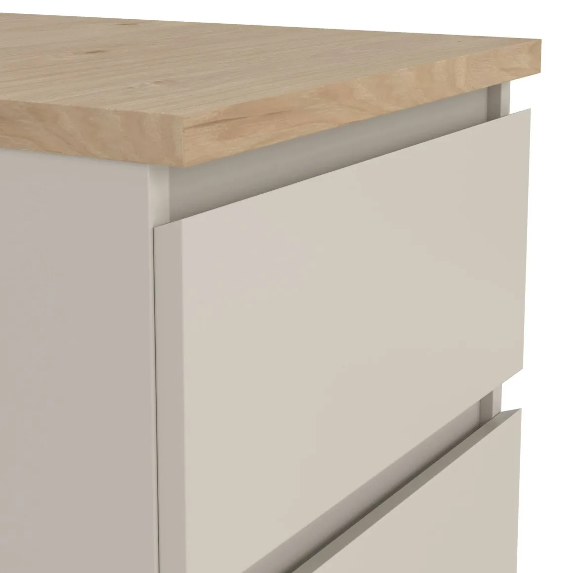 Comodini > Dmora Comodino 2 Cassetti un Ripiano 54x40x56h cm, Apertura Scorrevole - Gasalisa Beige