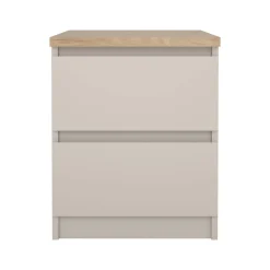 Comodino Beige 2 Cassetti un Ripiano 40x40x50h cm, Apertura Scorrevole - Azar