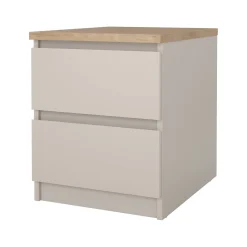 Comodino Beige 2 Cassetti un Ripiano 40x40x50h cm, Apertura Scorrevole - Azar