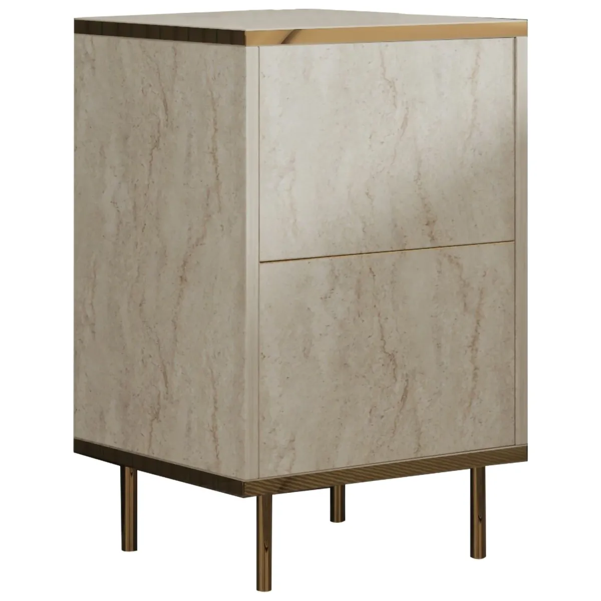 Comodini > Dmora Comodino Beige Marmo oro un Ripiano Apertura Battente 40x35x60h cm, Un'anta - Vestone Oro, Beige Marmo