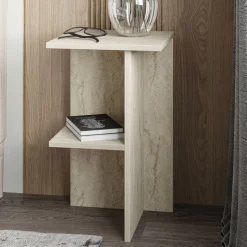 Comodino Beige Marmo un Ripiano Colore Ripiano Beige 36x36x60h cm, Sfumatura Colore Struttura Marmo - Roaschia