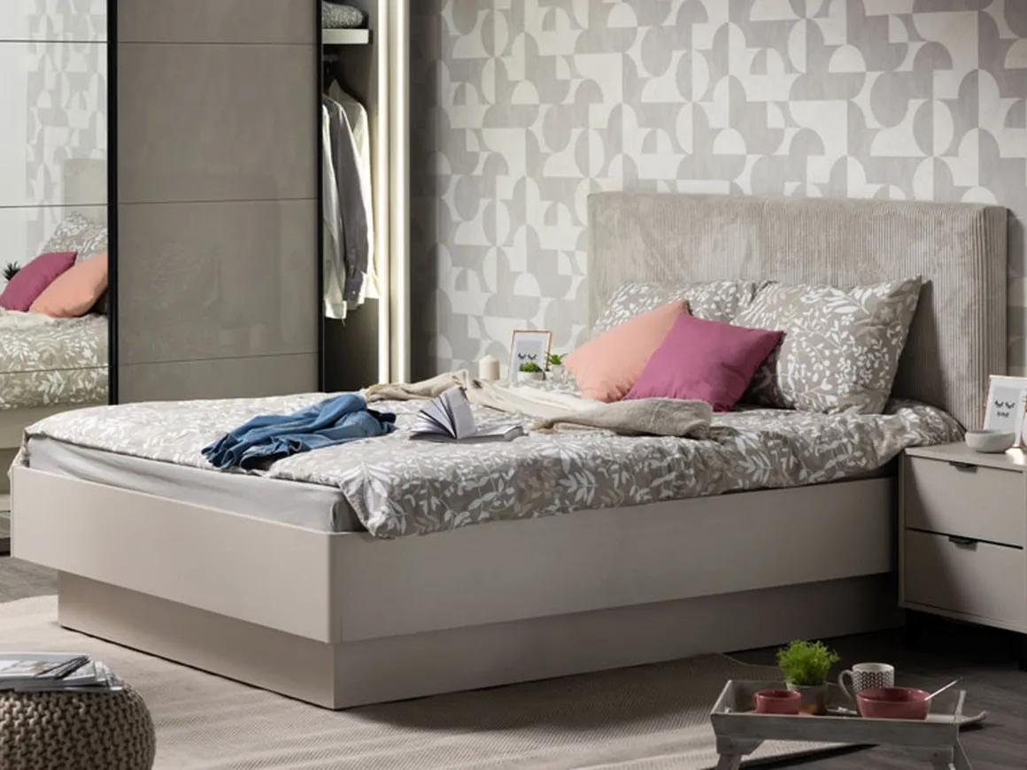 Comodino Beige Nero un Ripiano 2 Cassetti 48x40x52h cm, Apertura Scorrevole - Scarlino