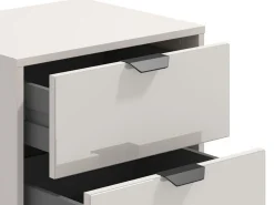 Comodino Beige Nero un Ripiano 2 Cassetti 48x40x52h cm, Apertura Scorrevole - Scarlino