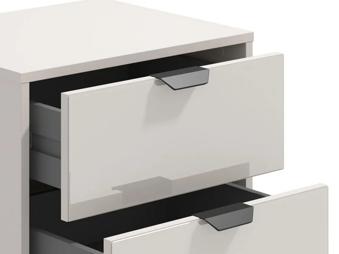 Comodino Beige Nero un Ripiano 2 Cassetti 48x40x52h cm, Apertura Scorrevole - Scarlino