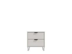 Comodino Beige Nero un Ripiano 2 Cassetti 48x40x52h cm, Apertura Scorrevole - Scarlino