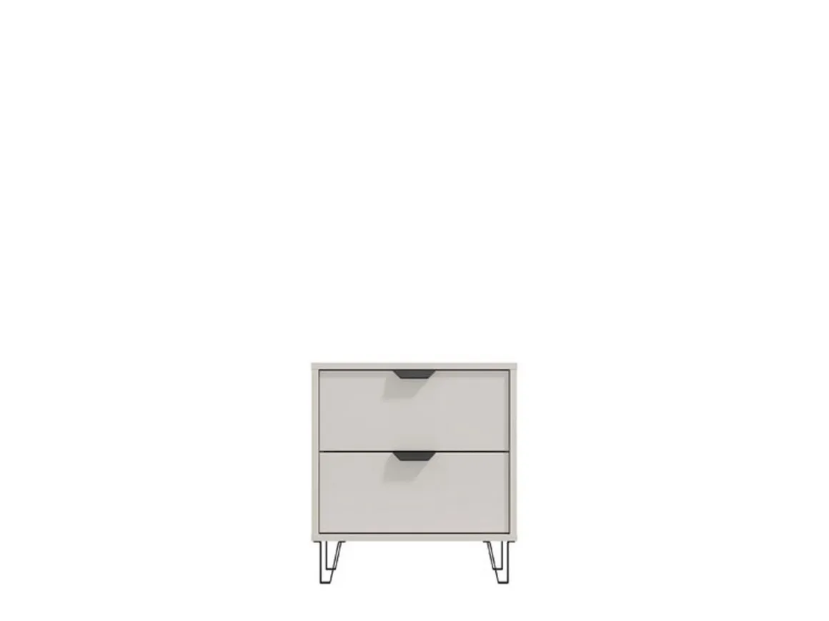 Comodino Beige Nero un Ripiano 2 Cassetti 48x40x52h cm, Apertura Scorrevole - Scarlino
